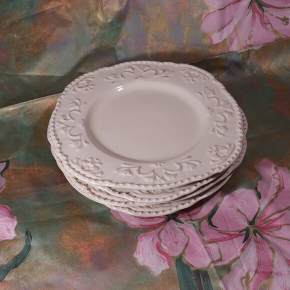 Better Homes and Gardens Medallion Wreath Cream Mist Salad Plates Set of 4 - Picture 4 of 4